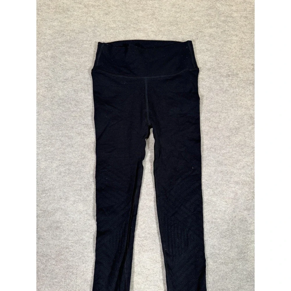 Lululemon Leggings Womens 2 Black‎ High Rise Ankle Jacquard Knit Yoga Athletic